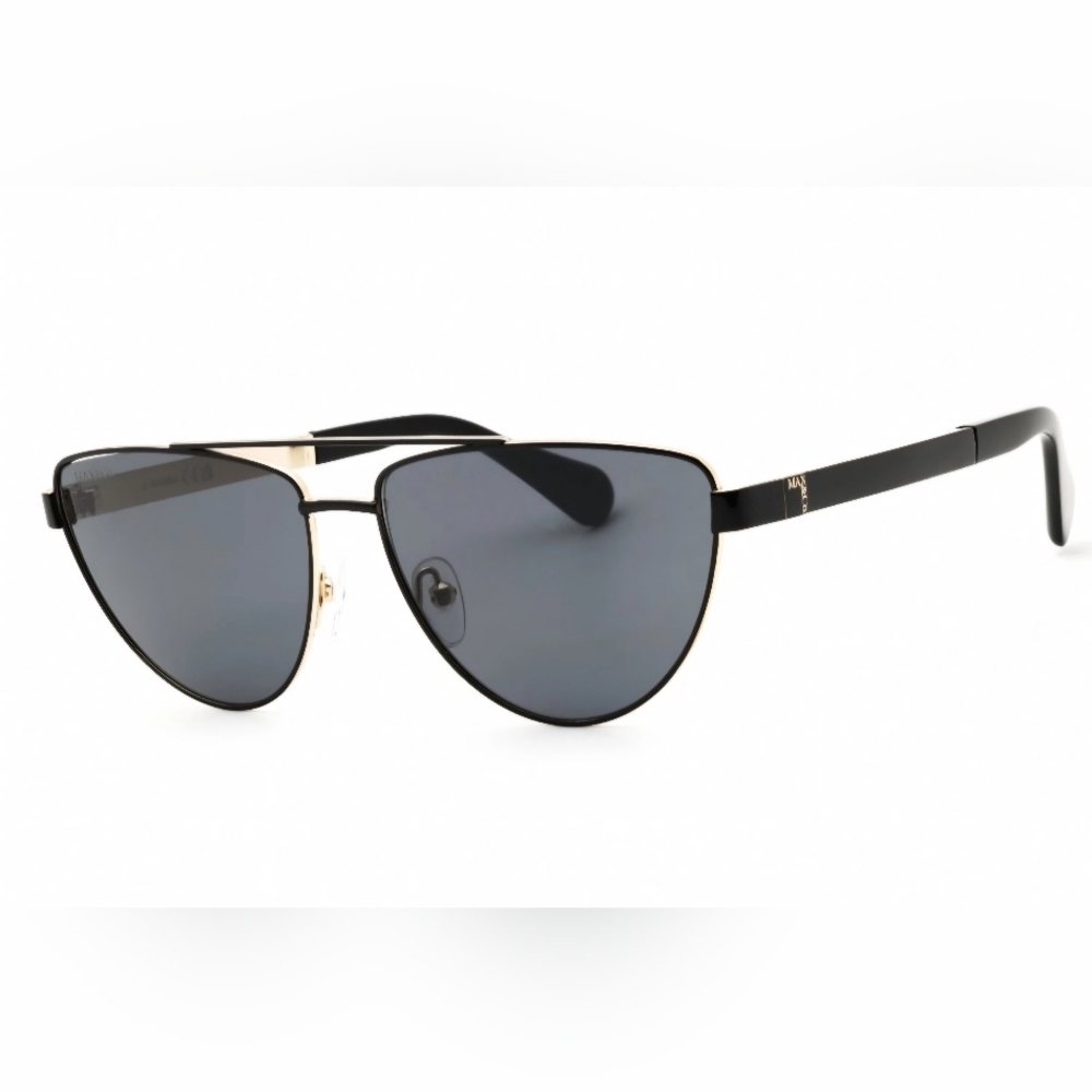 MAX&CO MO0129-01A-57 SHINY BLACK NEW AVIATOR SUNGLASSES Size- 57:14:140MM Unisex